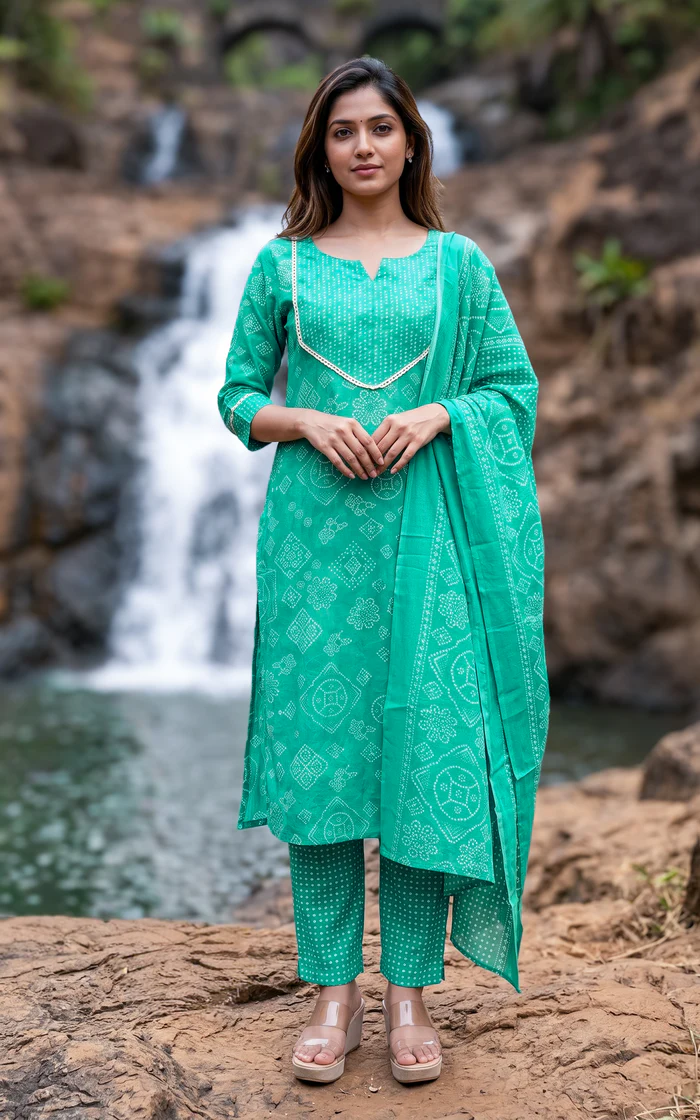 Elegant Embroidered Straight Suit – Teal Green